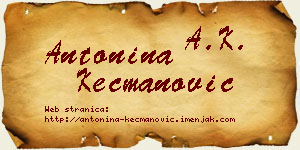 Antonina Kecmanović vizit kartica